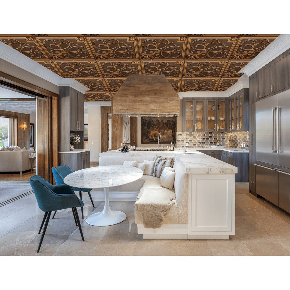 Falkirk Perth 2 ft. x 2 ft. Botanical Antique Gold Ceiling Panel Glue Up or Lay In