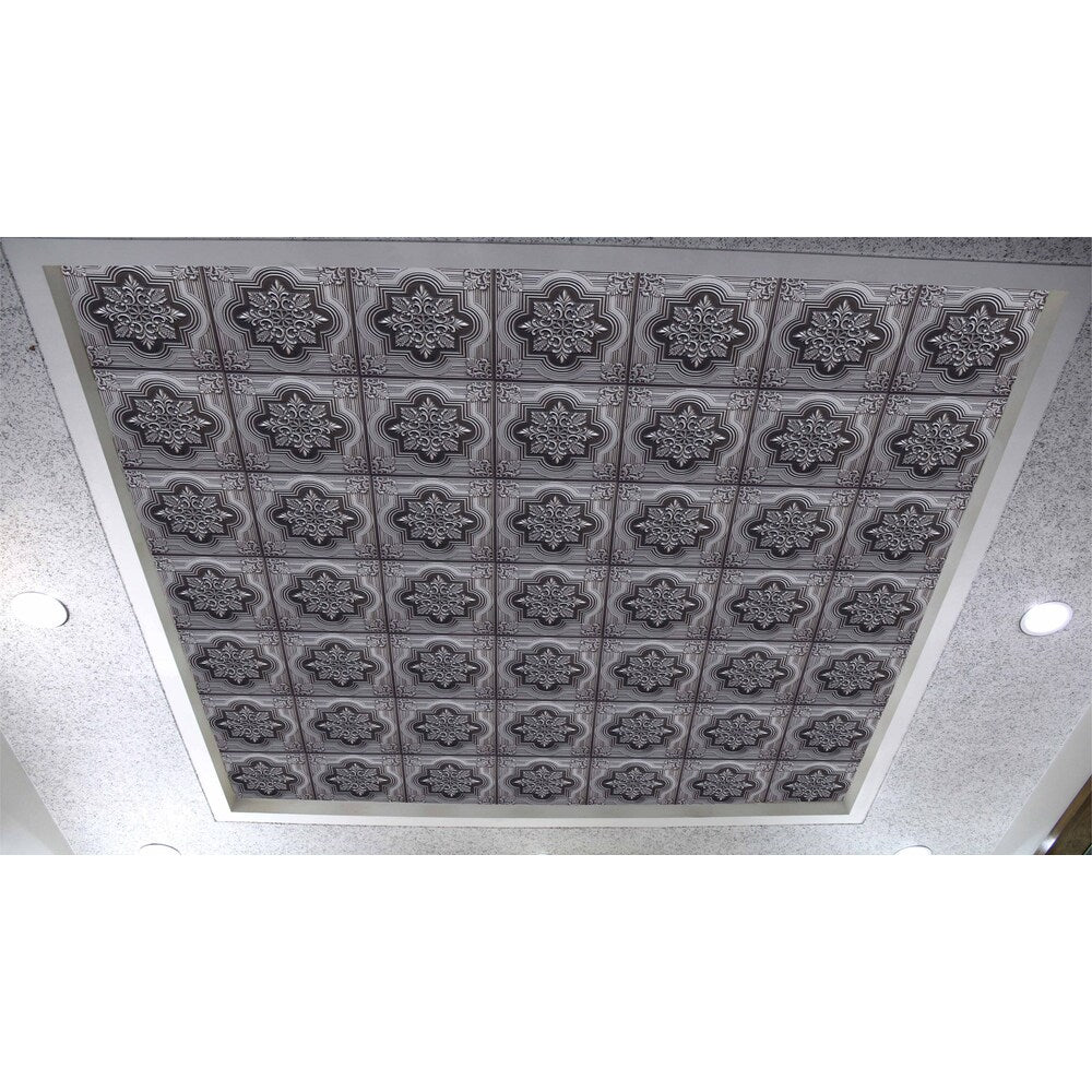 Falkirk Perth 2 ft. x 2 ft. Botanical Glue Up or Lay In Ceiling Panel in Antique Silver