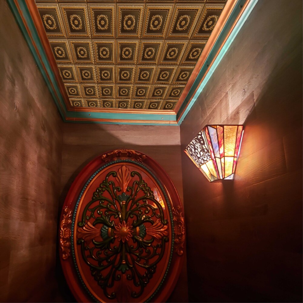 Falkirk Perth 2 ft. x 2 ft. Glue Up or Lay In Traditional Ceiling Panel in Antique Gold