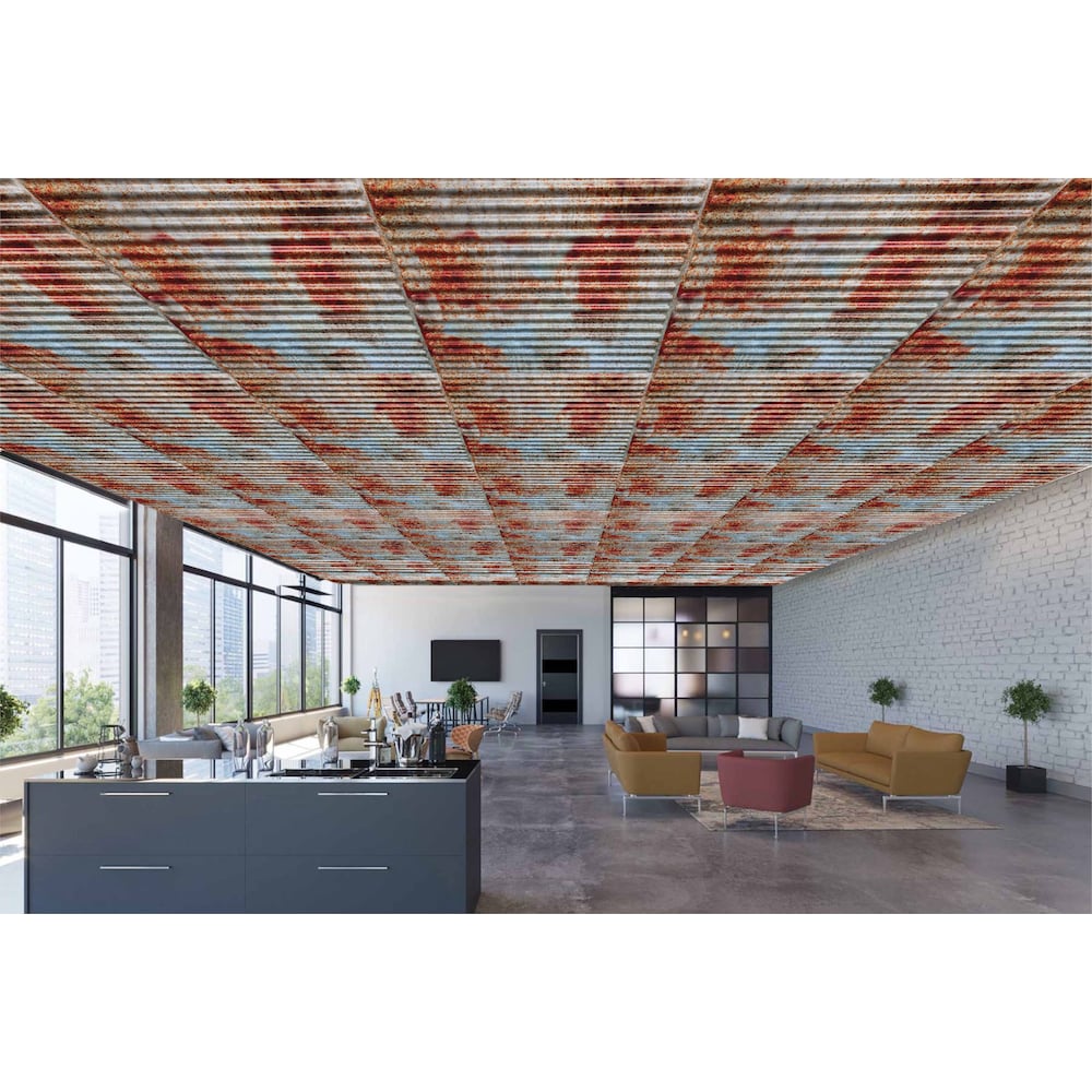 Falkirk Perth 2 ft. x 2 ft. Lay In corrugated Ceiling Panel in Old Tin Roof