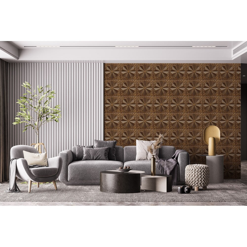 Falkirk Perth 2 ft. x 2 ft. Glue Up or Lay In Floral Ceiling Panel in Antique Gold