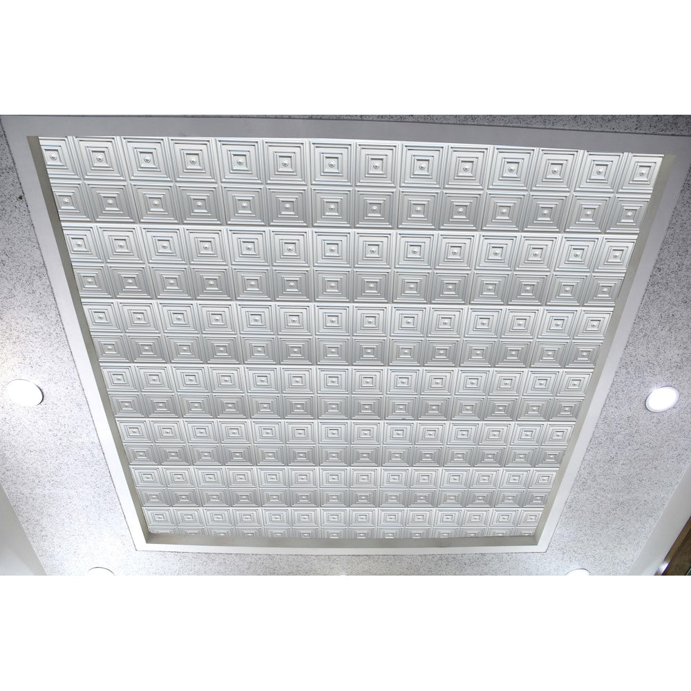 Falkirk Perth Panneau de plafond collé, 2 pi x 2 pi, argent