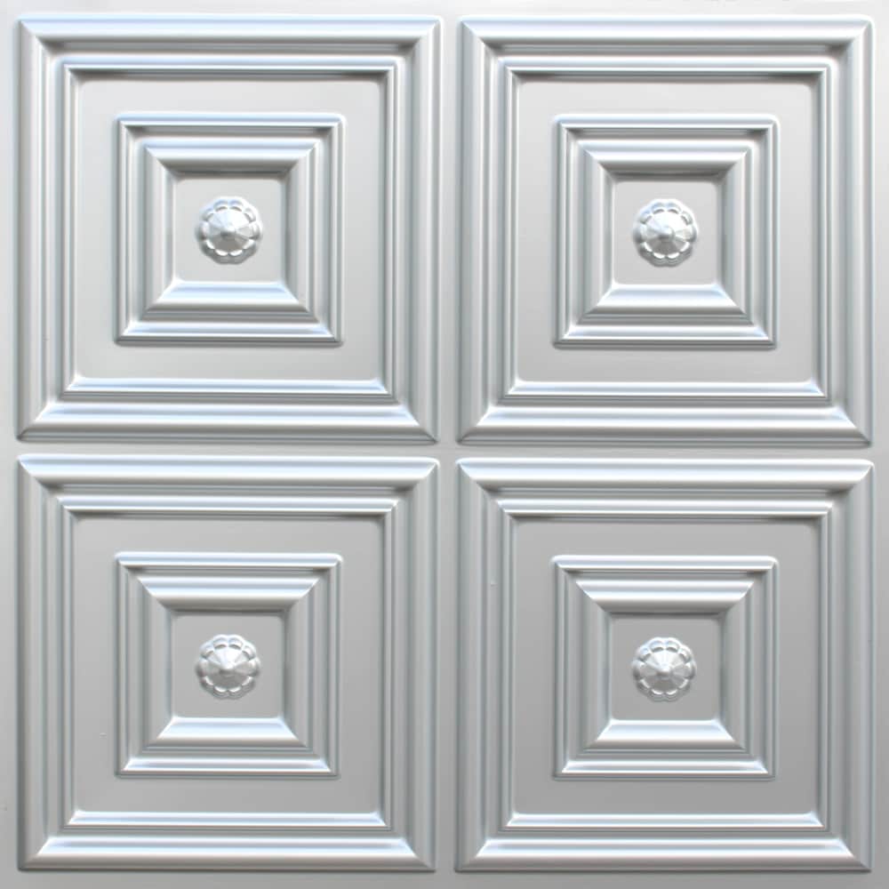 Falkirk Perth Panneau de plafond collé, 2 pi x 2 pi, argent