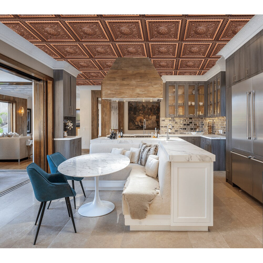 Falkirk Perth 2 pi x 2 pi Panneau de plafond à coller ou à poser en cuivre antique Floral (paquet de 10)