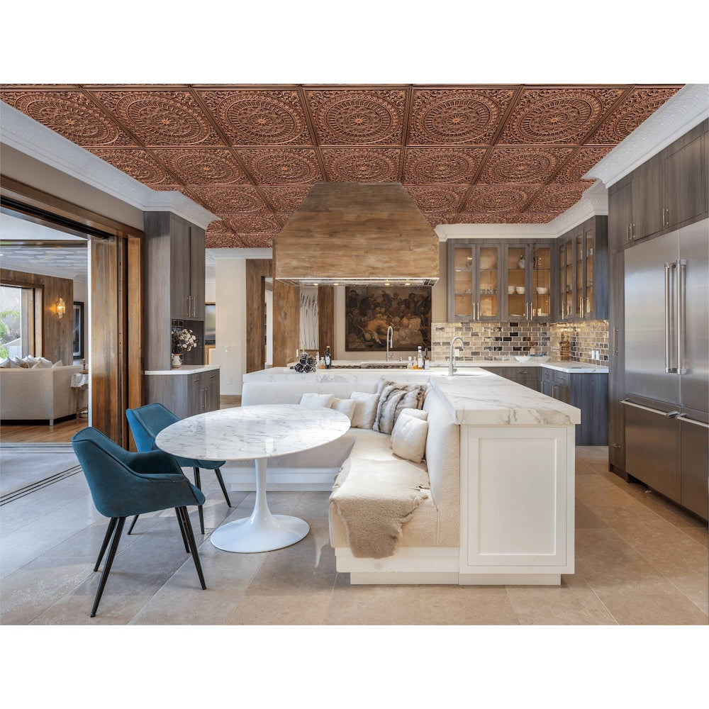 Falkirk Perth 2 ft. x 2 ft. Glue Up or Lay In Transitional Ceiling Panel in Antique Copper (10-Pack)