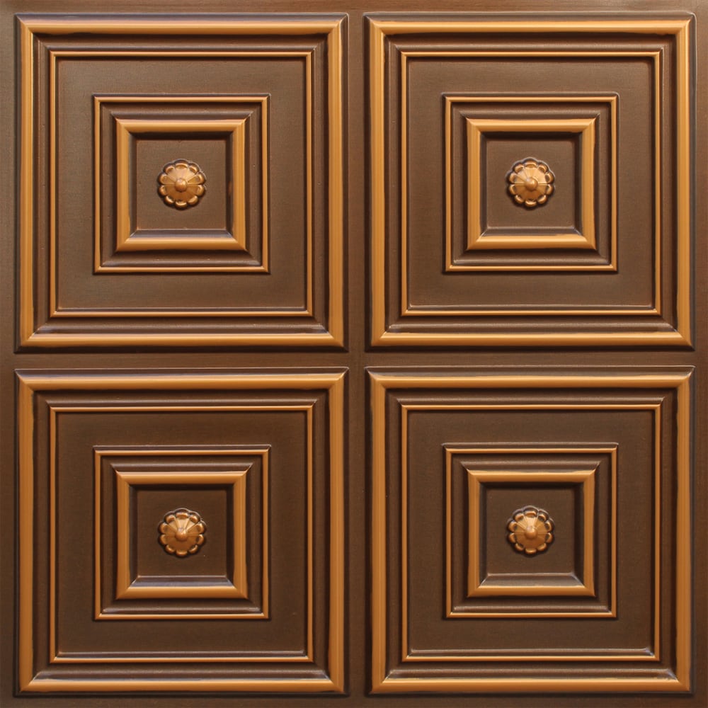 Falkirk Perth Panneau de plafond patchwork collé 2 pi x 2 pi en or antique (paquet de 10)