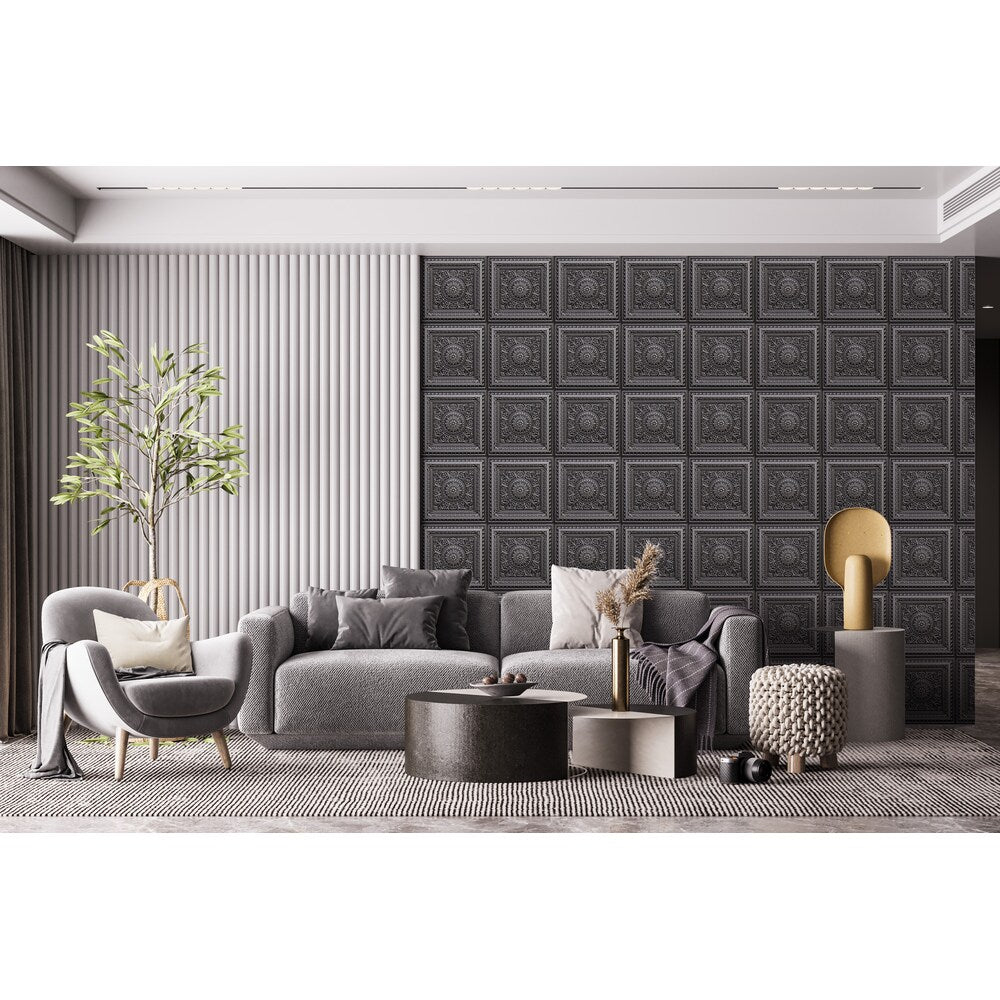 Falkirk Perth 2 ft. x 2 ft. Antique Silver Floral Ceiling Panel Glue Up or Lay In (25-Pack)