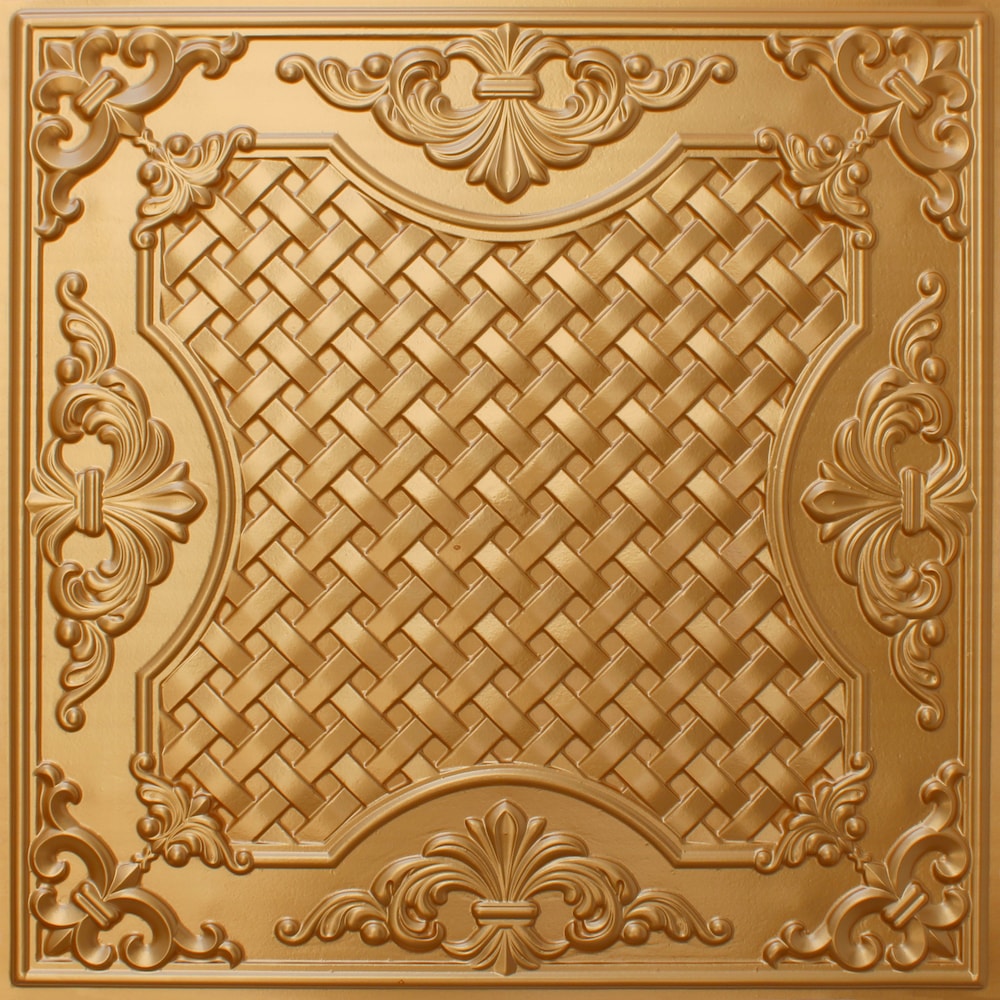 Falkirk Perth Panneau de plafond traditionnel à coller ou à poser, 2 pi x 2 pi, doré (paquet de 25)
