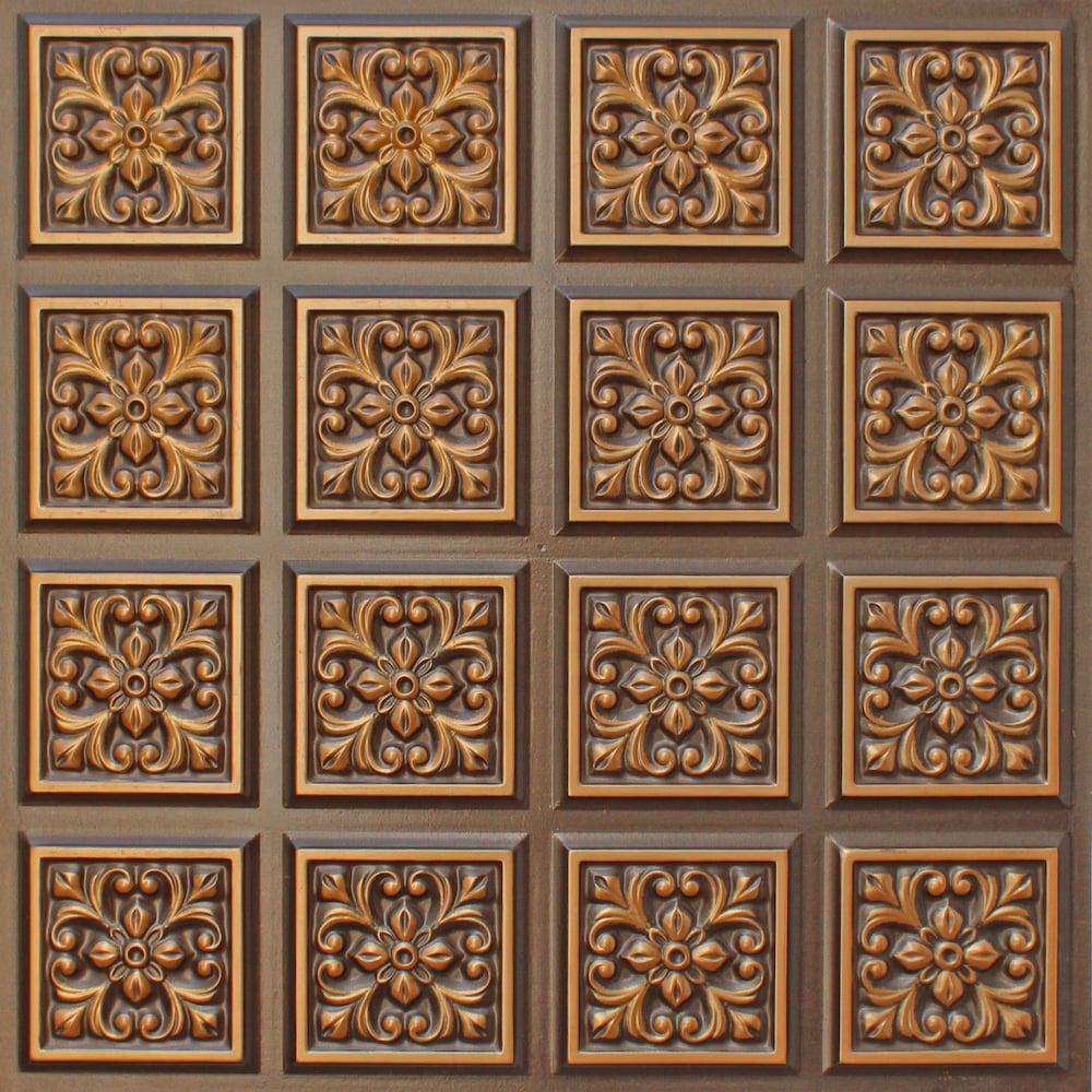 Falkirk Perth 2 ft. x 2 ft. Patchwork Glue Up Ceiling Panel in Antique Gold (25-Pack)