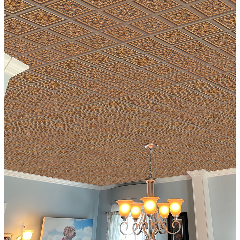 Falkirk Perth 2 ft. x 2 ft. Patchwork Glue Up Ceiling Panel in Antique Gold (25-Pack)