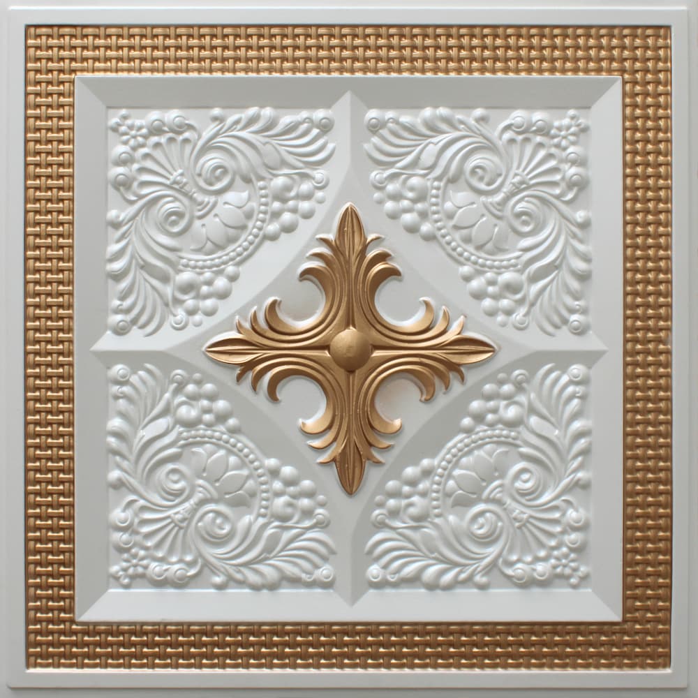 Falkirk Perth Panneau de plafond à coller ou à poser, 2 pi x 2 pi, en or blanc nacré (paquet de 25)