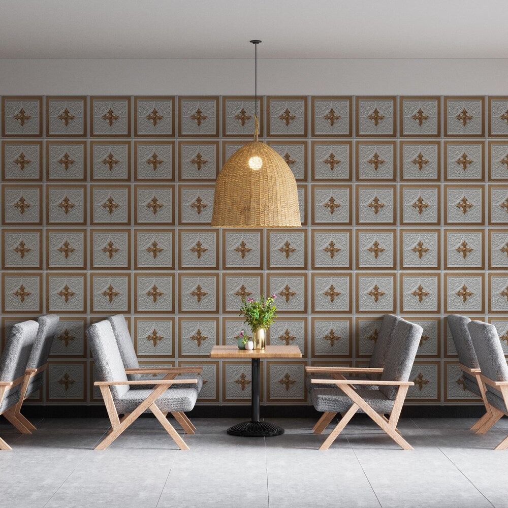 Falkirk Perth Panneau de plafond à coller ou à poser, 2 pi x 2 pi, en or blanc nacré (paquet de 25)