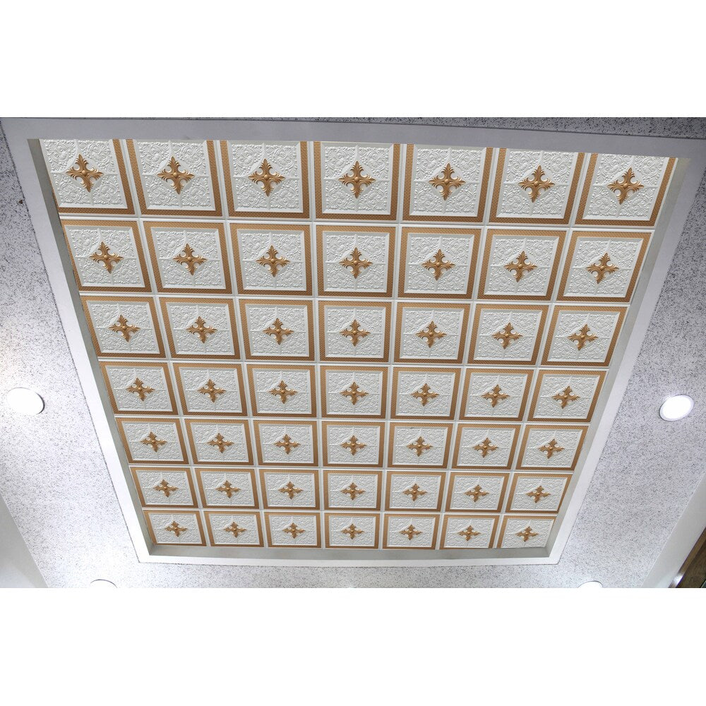 Falkirk Perth Panneau de plafond à coller ou à poser, 2 pi x 2 pi, en or blanc nacré (paquet de 25)