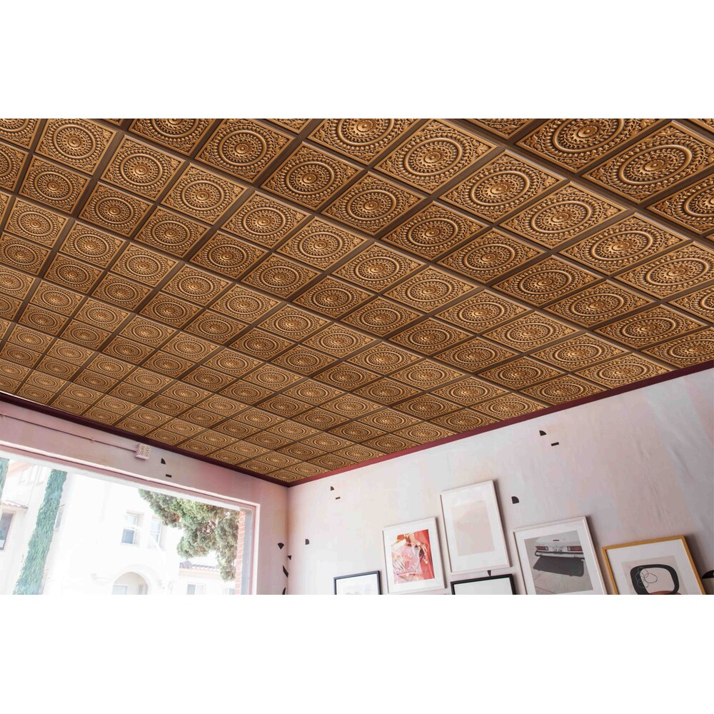Falkirk Perth, 2 pi x 2 pi, panneau de plafond collé, or antique, patchwork (paquet de 25)