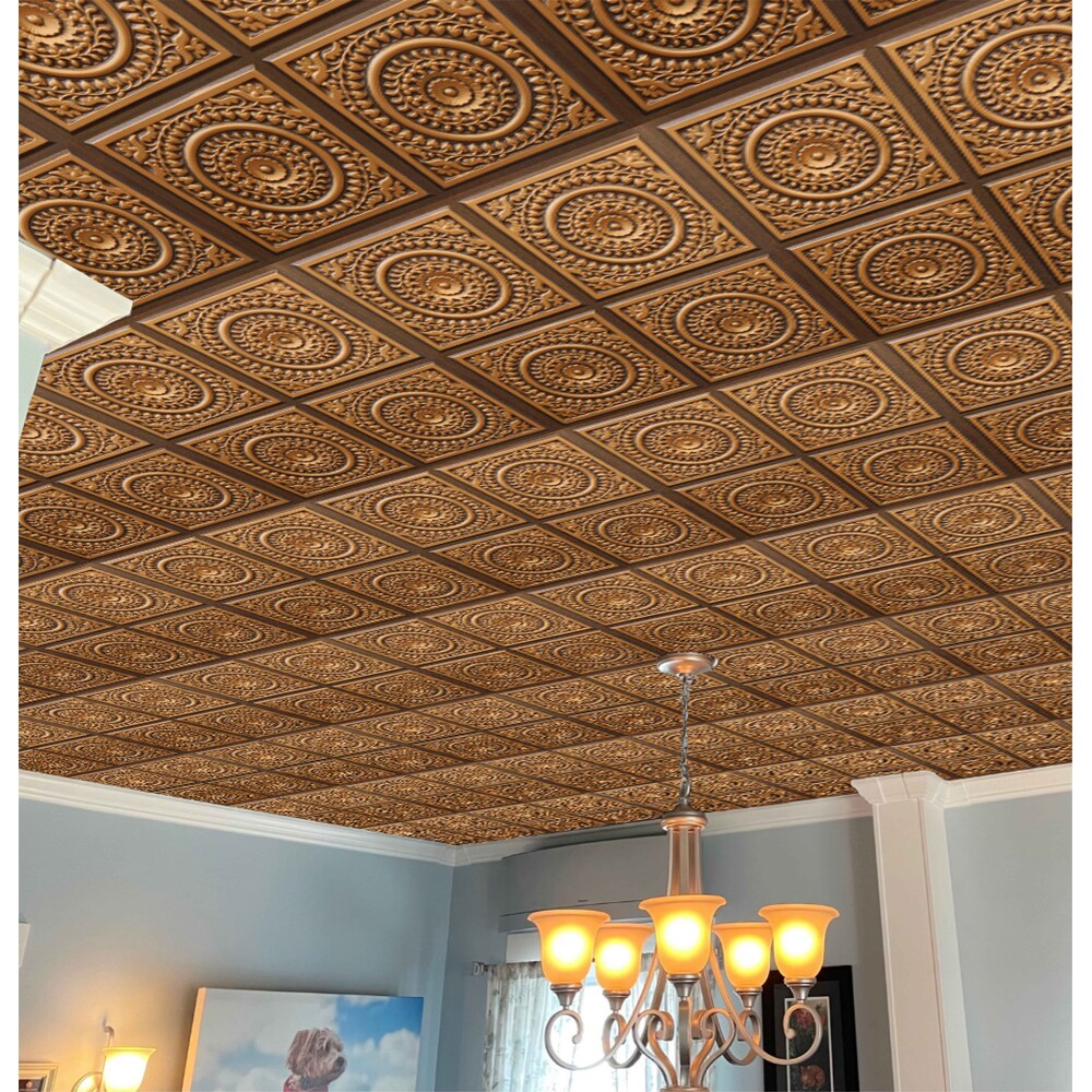 Falkirk Perth, 2 pi x 2 pi, panneau de plafond collé, or antique, patchwork (paquet de 25)