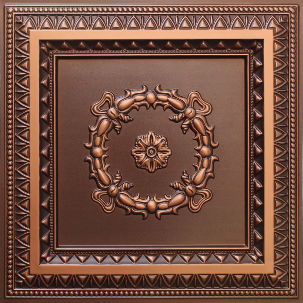 Falkirk Perth 2 ft. x 2 ft. Glue Up or Lay In Traditional Ceiling Panel in Antique Copper (25-Pack)