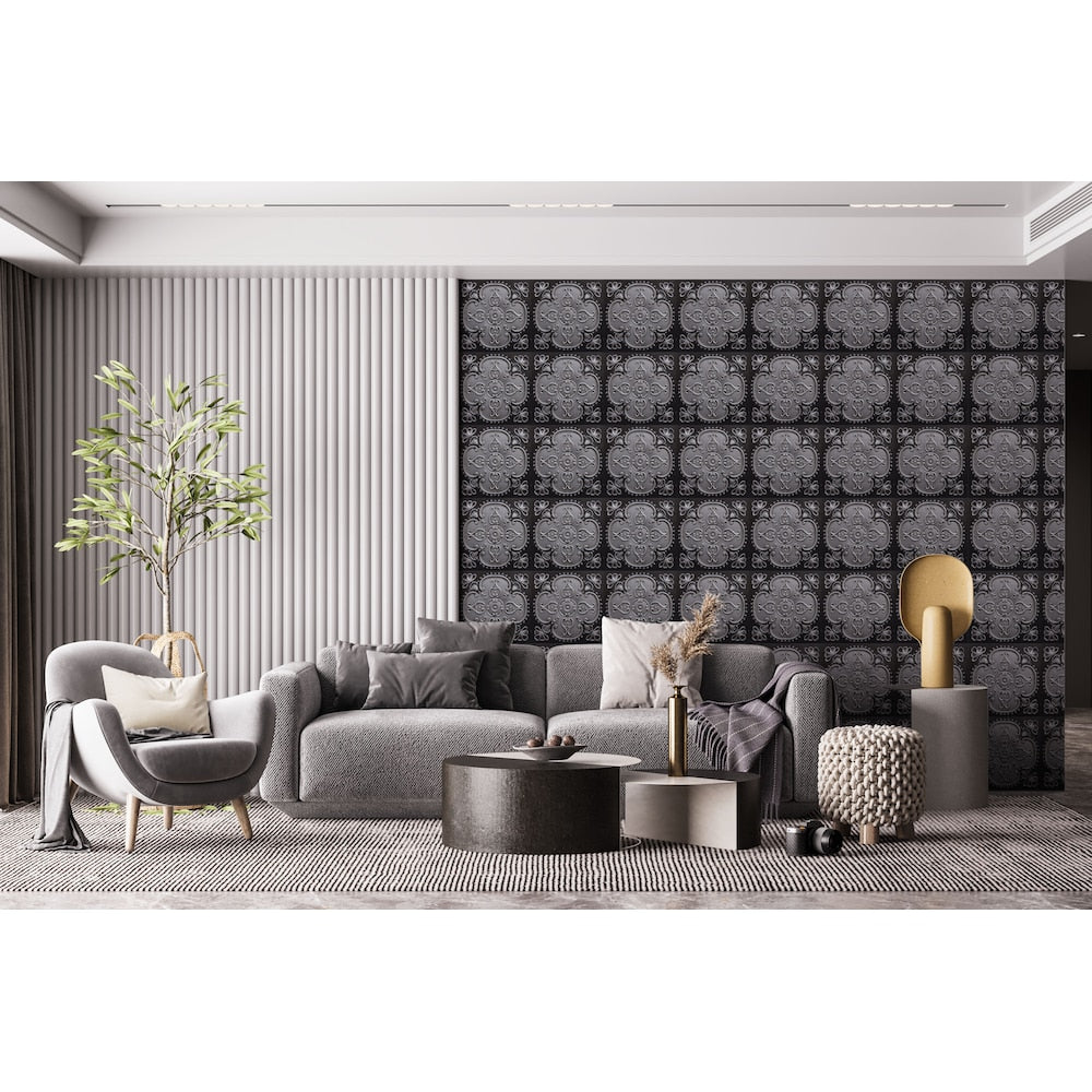 Falkirk Perth 2 ft. x 2 ft. Glue Up or Lay In Floral Ceiling Panel in Antique Silver (25-Pack)