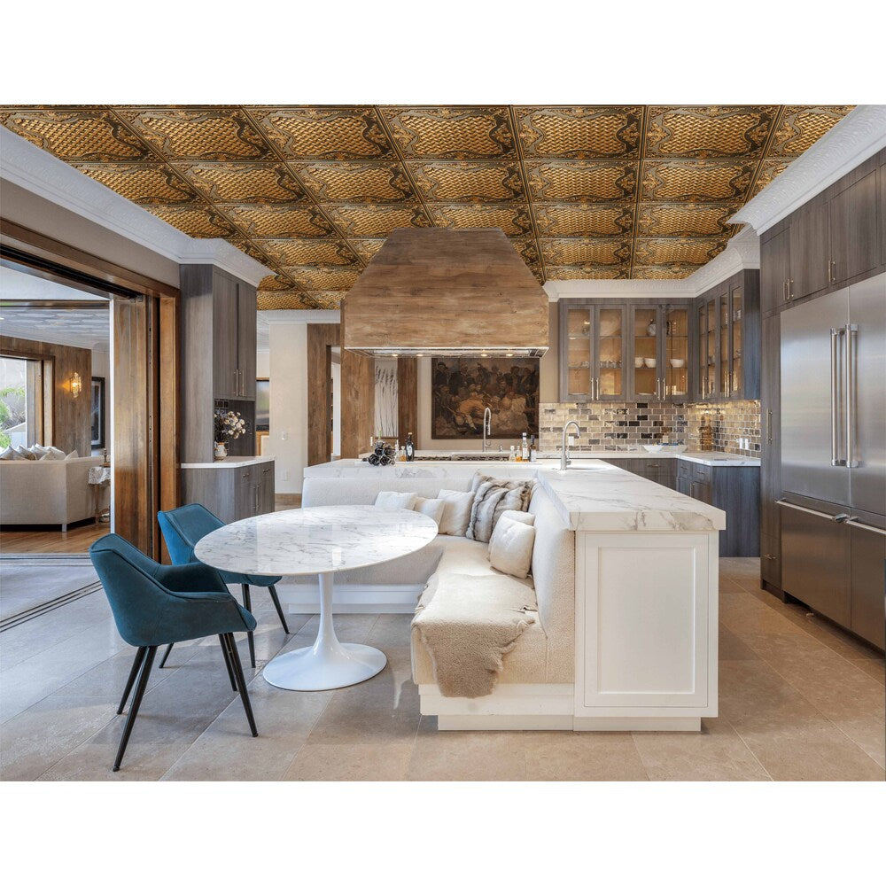 Falkirk Perth Panneau de plafond traditionnel à coller ou à poser, 2 pi x 2 pi, or antique (paquet de 50)