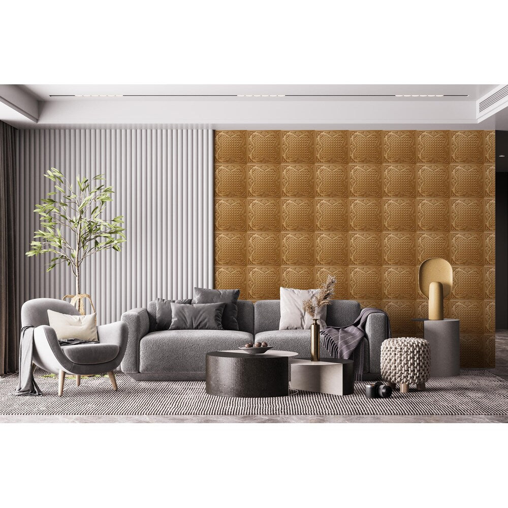 Falkirk Perth 2 ft. x 2 ft. Glue Up or Lay In Traditional Ceiling Panel in Gold (50-Pack)