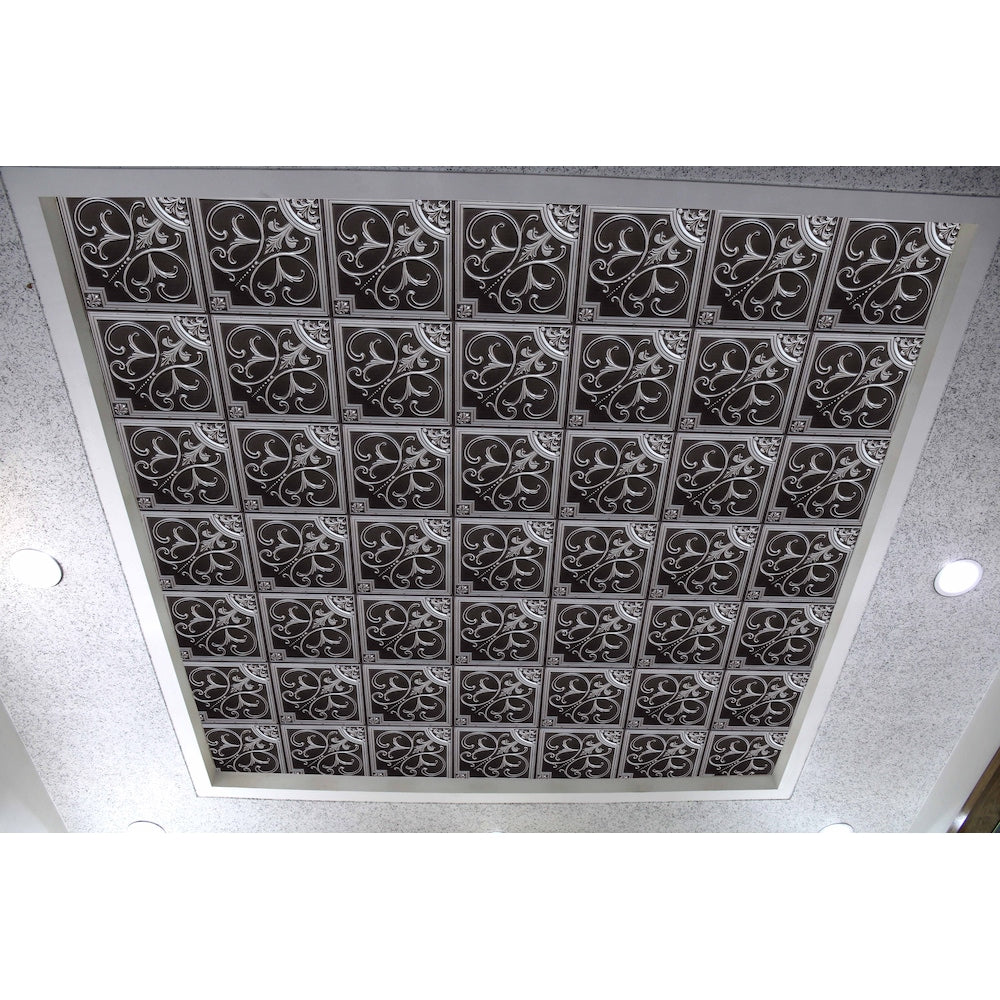 Falkirk Perth 2 ft. x 2 ft. Antique Silver Botanical Ceiling Panel Glue Up or Lay In (50-Pack)
