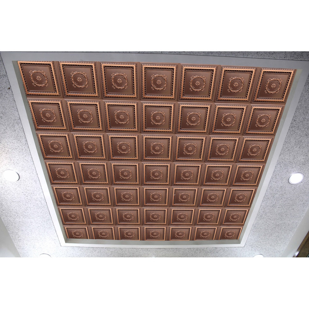 Falkirk Perth 2 ft. x 2 ft. Glue Up or Lay In Traditional Ceiling Panel in Antique Copper (50-Pack)