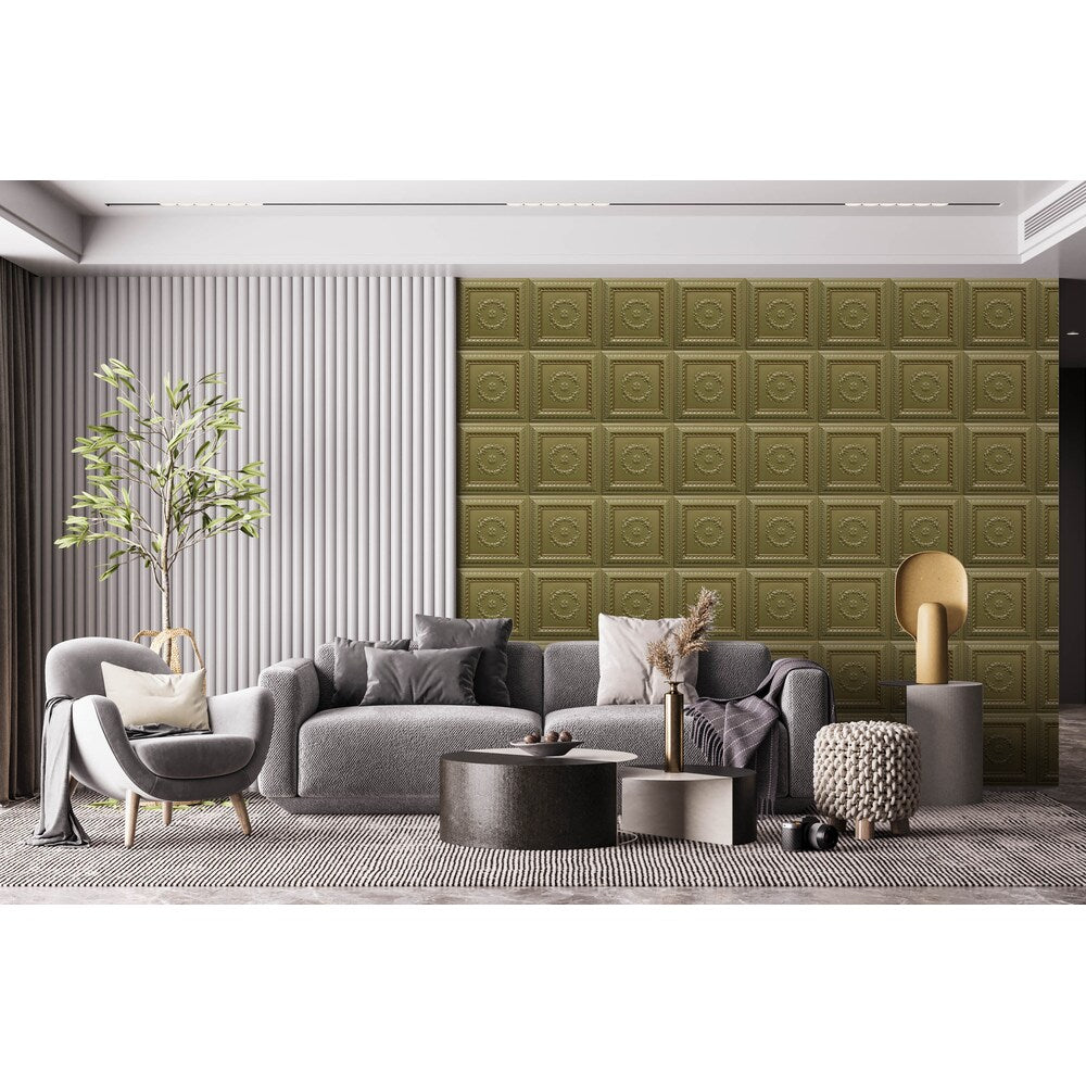 Falkirk Perth Panneau de plafond à coller ou à poser en laiton, 2 pi x 2 pi, paquet de 50