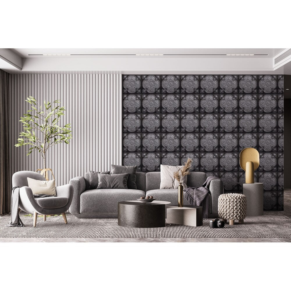 Falkirk Perth 2 ft. x 2 ft. Glue Up or Lay In Floral Ceiling Panel in Antique Silver (50-Pack)