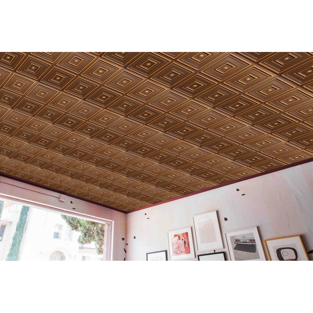 Falkirk Perth 2 ft. x 2 ft. Glue Up Patchwork Ceiling Panel in Antique Gold (50-Pack)