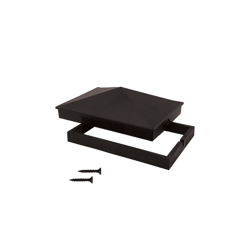 4 in. x 6 in. Black Pyramid Aluminum Post Cap