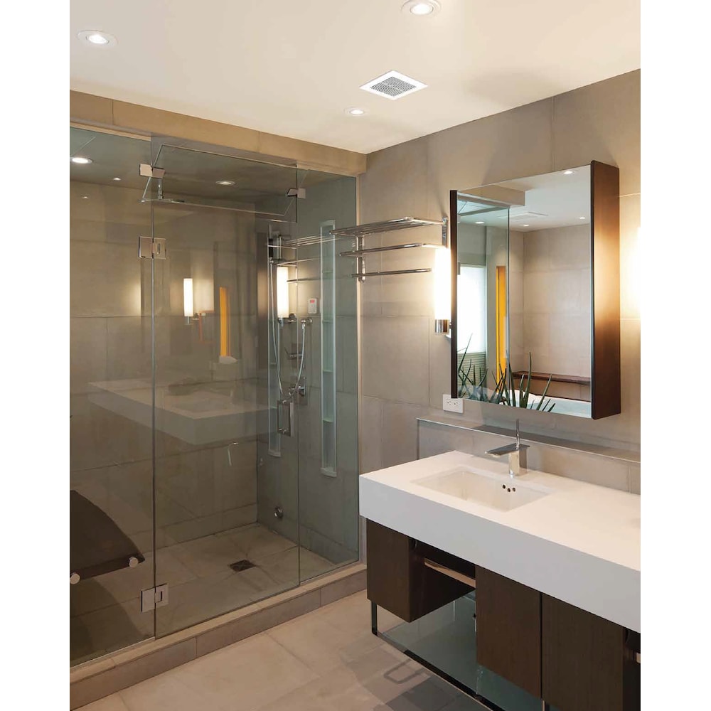 70-90 CFM 0.7-1.5 Sones Whisper Boost Bath Fan (for rooms < 80 sq. ft.) ENERGY STAR®