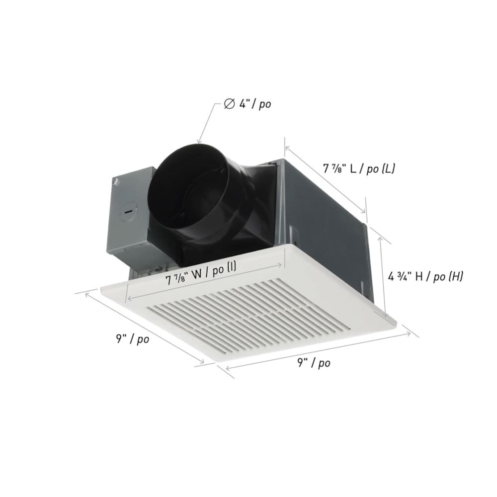 70-90 CFM 0.7-1.5 Sones Whisper Boost Bath Fan (for rooms < 80 sq. ft.) ENERGY STAR®