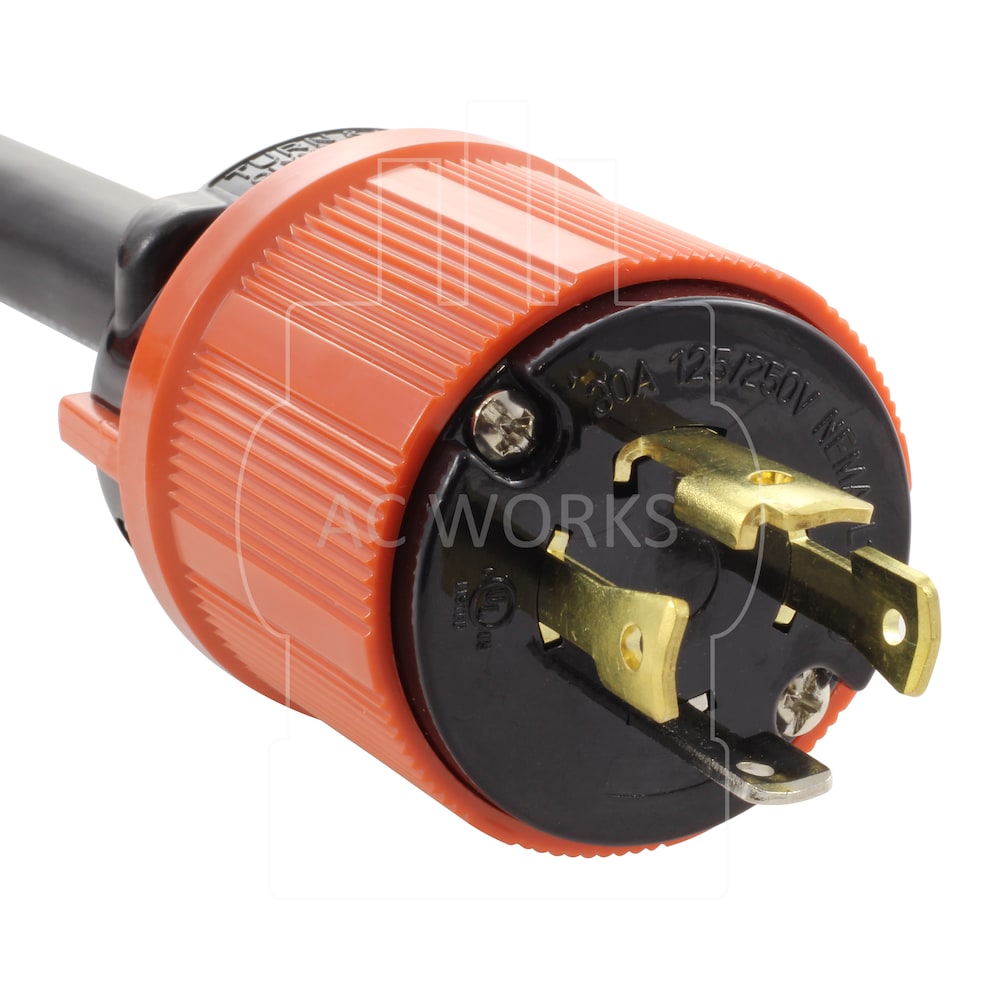 25ft 10/4 SOOW NEMA L14-30 30A 125/250V Generator Rubber Extension Cord