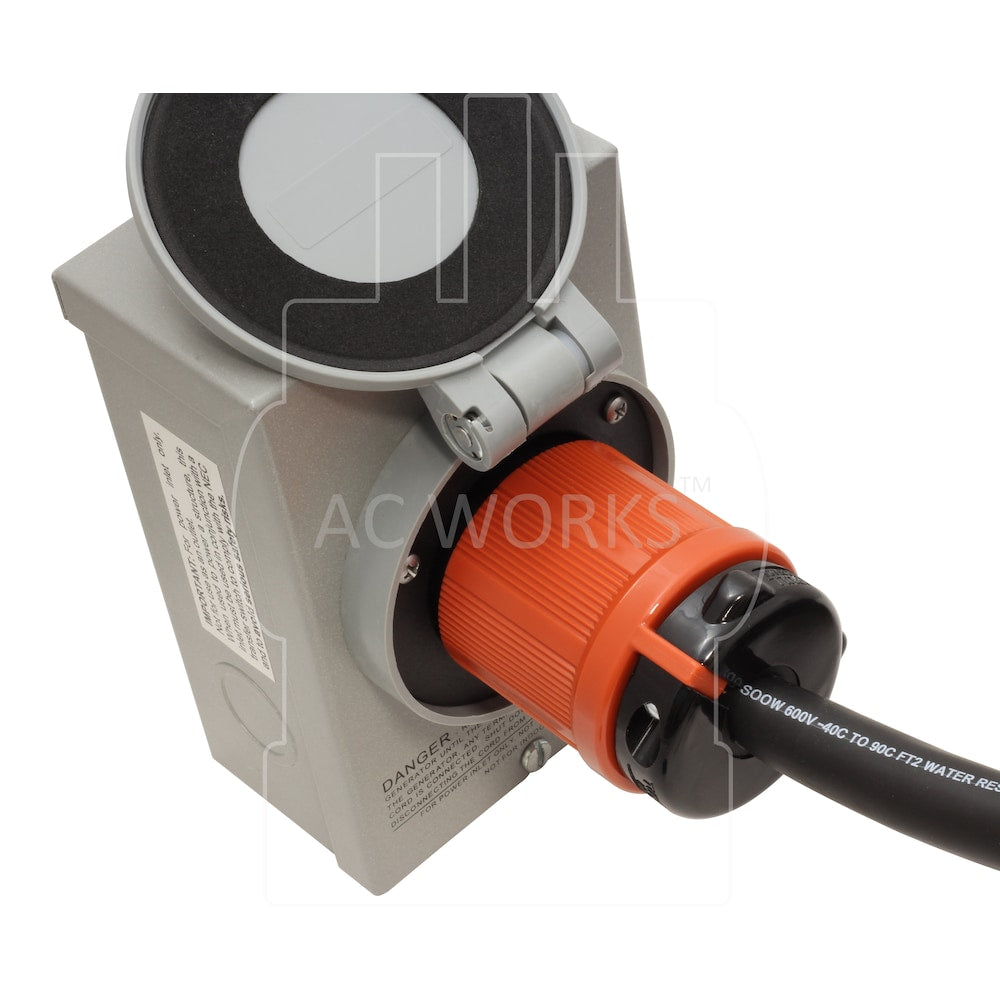 25ft 10/4 SOOW NEMA L14-30 30A 125/250V Generator Rubber Extension Cord