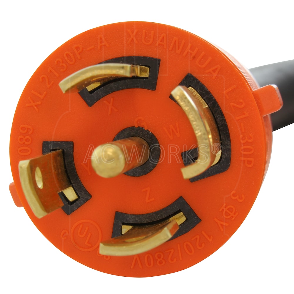 10ft SOOW 10/5 NEMA L21-30 30A 3-Phase 120/208V Industrial Rubber Extension Cord