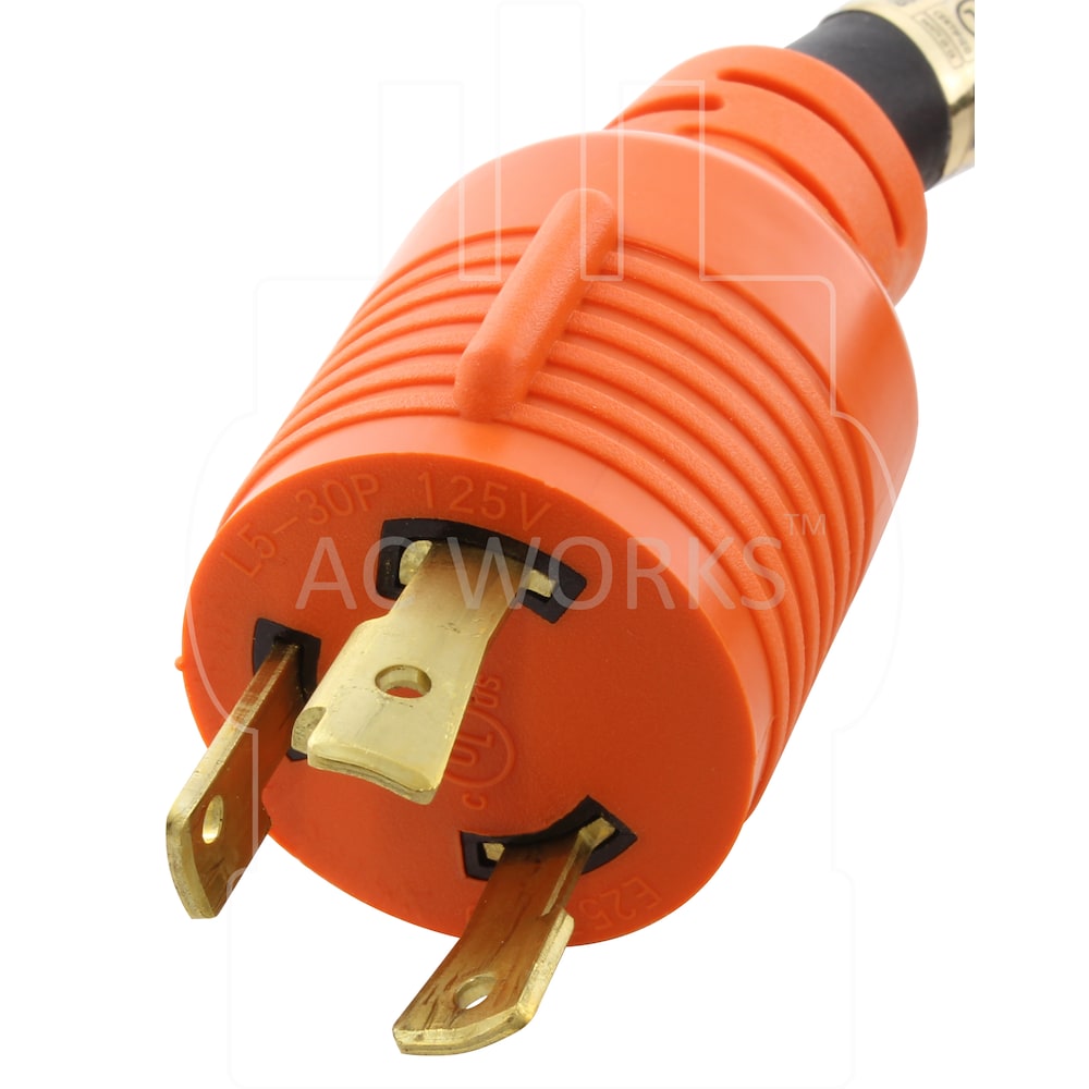 25ft SOOW 10/3 3-Prong NEMA L5-30 30A 125V Generator Rubber Extension Cord