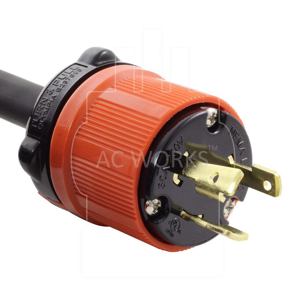 100ft SOOW 10/3 NEMA L6-30 30A 250V Rubber Extension Cord