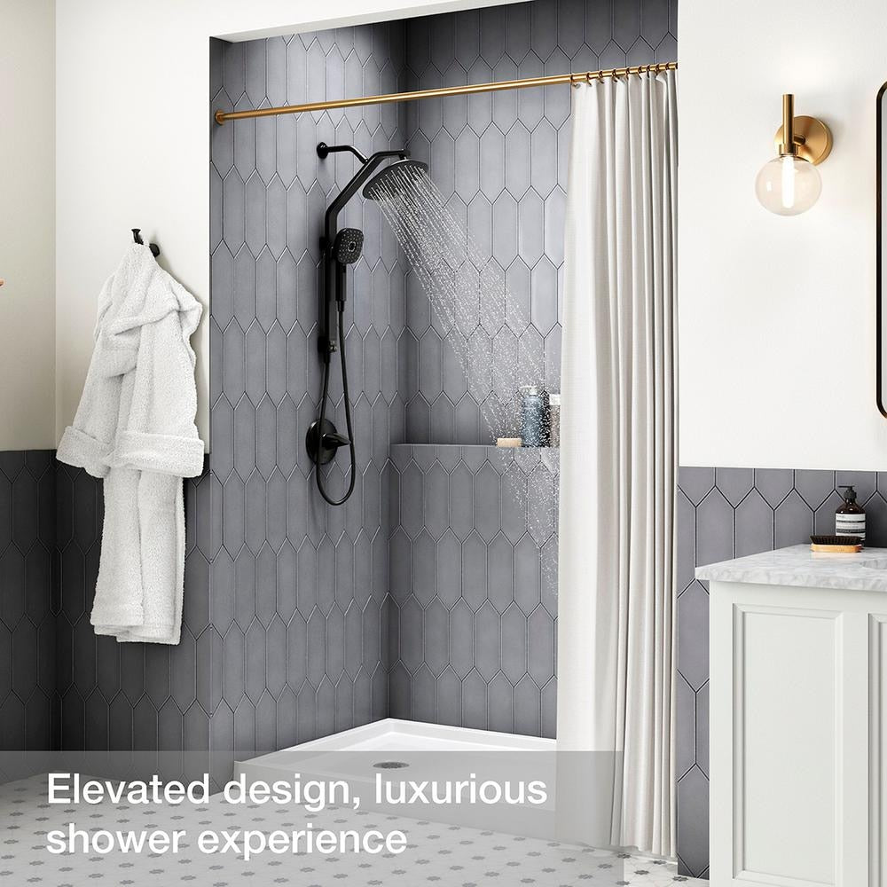 Ensemble combiné 3 en 1 de pomme de douche, pomme de douche à effet pluie et barre de douche à main Windet, montage mural simple en noir mat