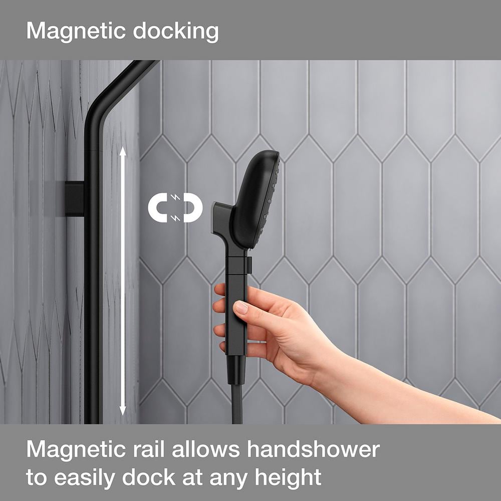 Ensemble combiné 3 en 1 de pomme de douche, pomme de douche à effet pluie et barre de douche à main Windet, montage mural simple en noir mat