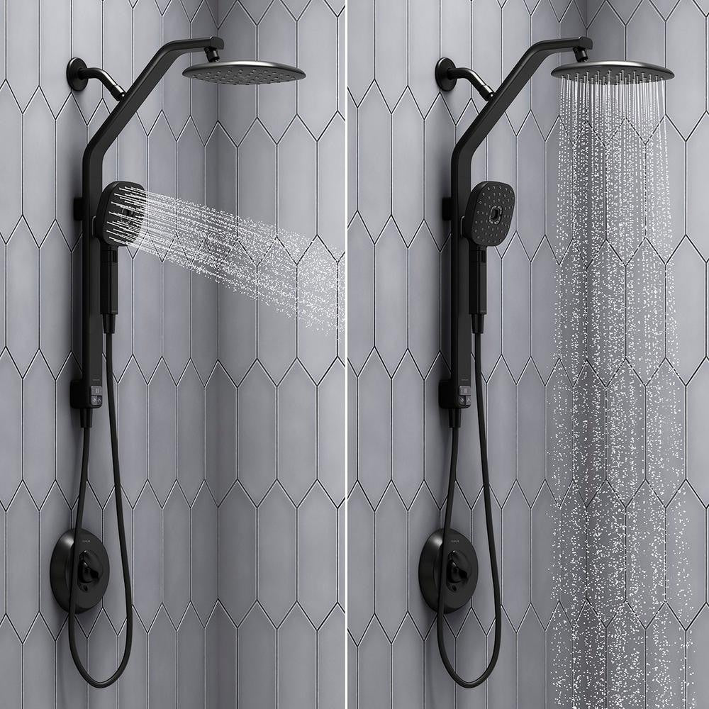 Ensemble combiné 3 en 1 de pomme de douche, pomme de douche à effet pluie et barre de douche à main Windet, montage mural simple en noir mat