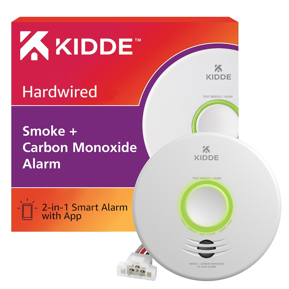 Hardwired Interconnected Combination Smoke and CO Alarm with Voice Alert