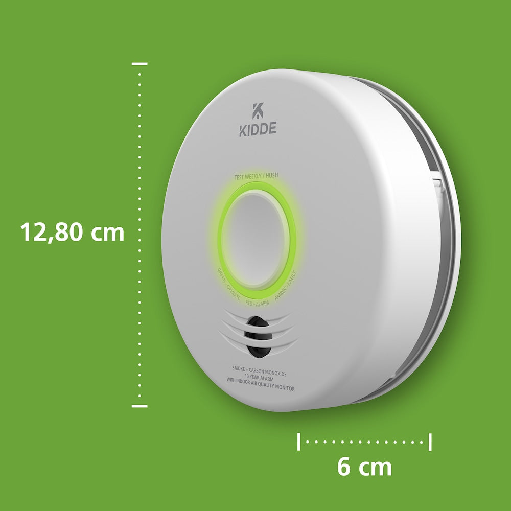 Hardwired Interconnected Combination Smoke and CO Alarm with Indoor Air Quality Monitor and Battery Backup