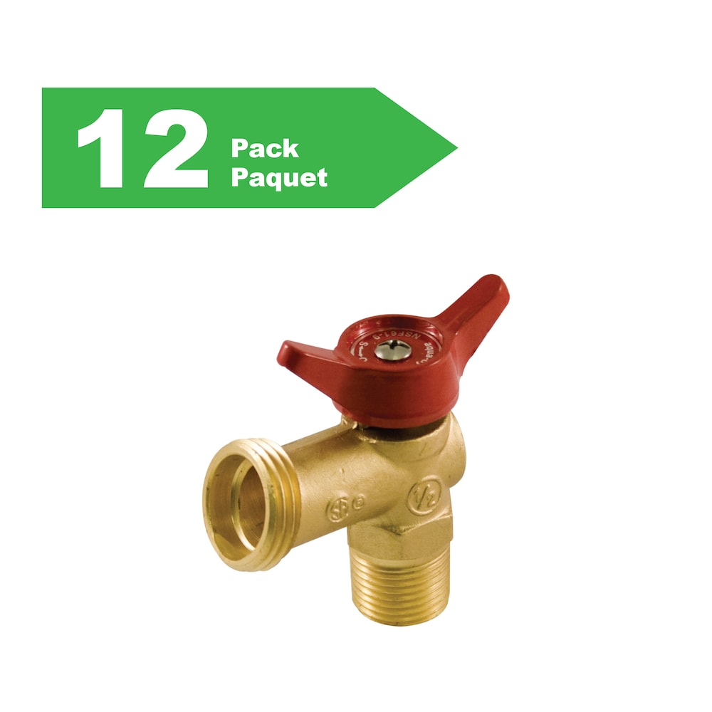 Boiler Drain Valve 1/2-inch Straight Brass Male Quarter Turn Pack of 12