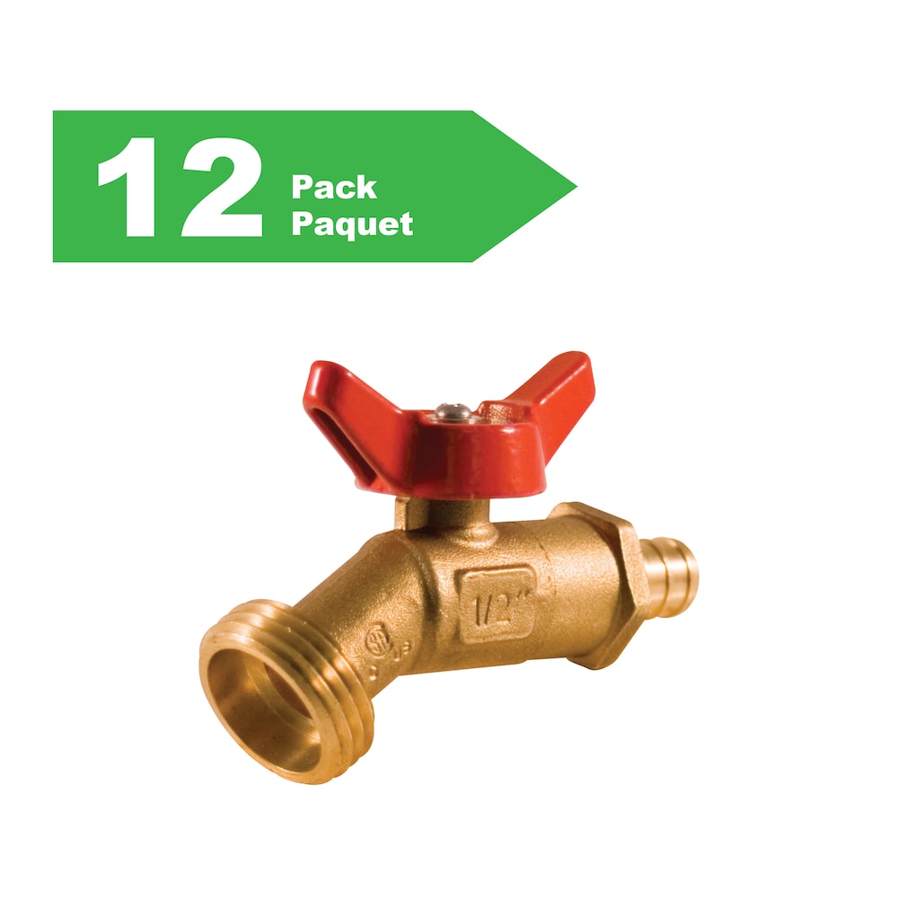 Boiler Drain Valve 1/2-inch PEX Angle Brass Quarter Turn Pack of 12