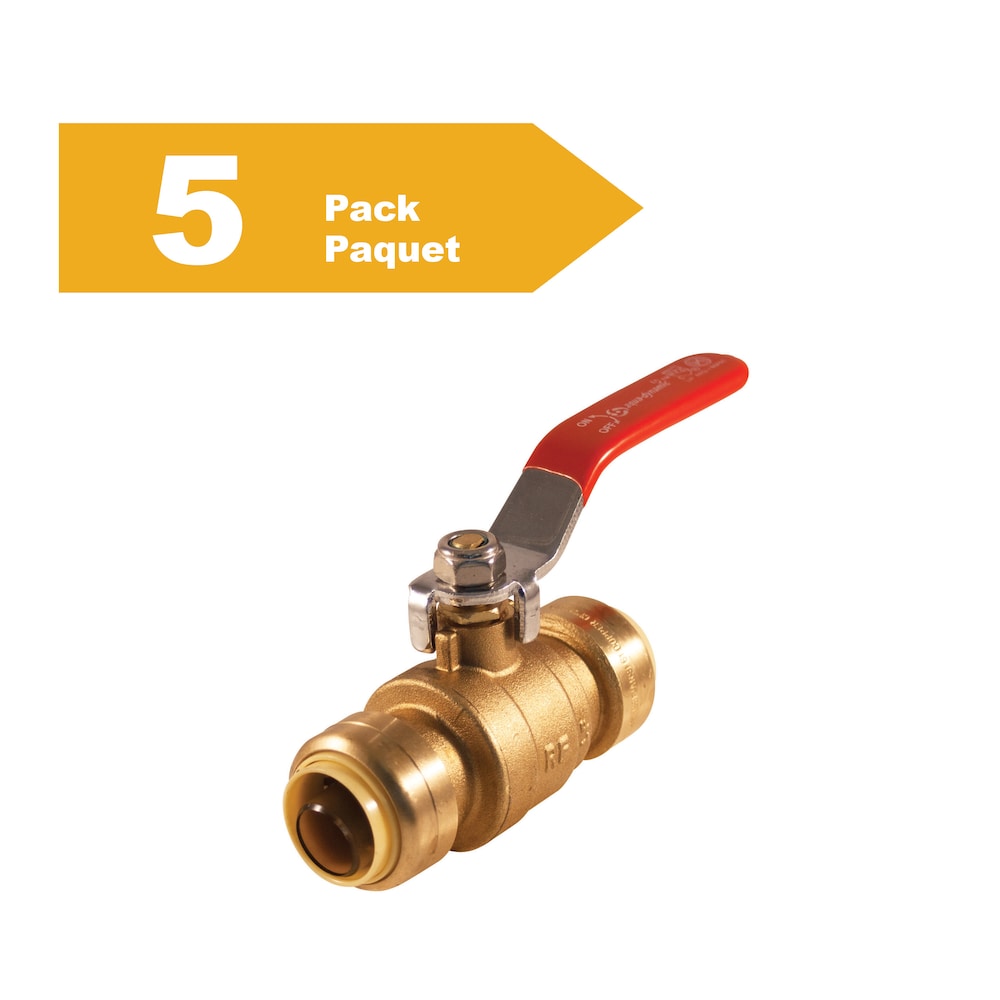 3/4-inch Forged Brass Push-Fit Ball Valve Lead Free (5-Pack)