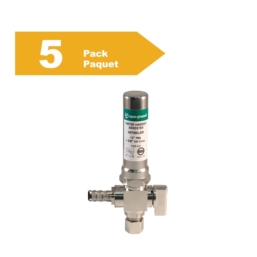 Arrester Valve Angle 1/2-inch PEX x 3/8-inch OD Comp Lead Free Pack of 5