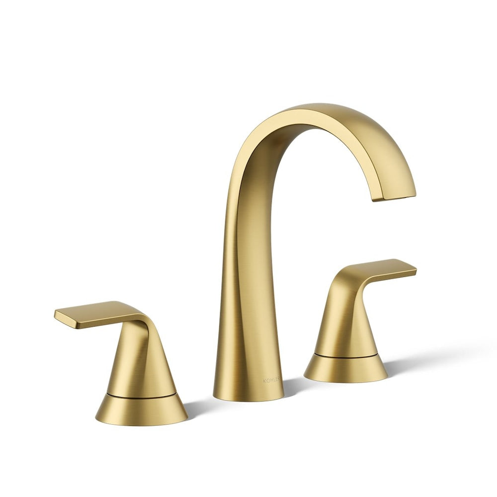 Cursiva Widespread 2-Handle Bathroom Sink Faucet in Gold