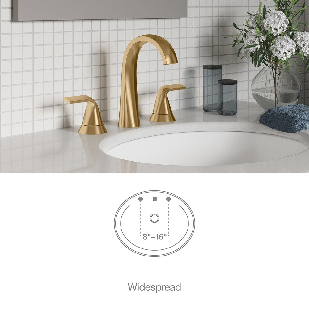 Cursiva Widespread 2-Handle Bathroom Sink Faucet in Gold