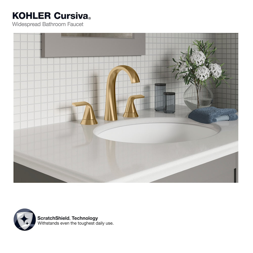 Cursiva Widespread 2-Handle Bathroom Sink Faucet in Gold
