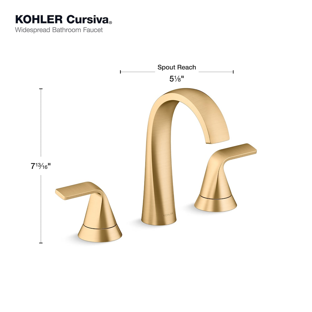 Cursiva Widespread 2-Handle Bathroom Sink Faucet in Gold