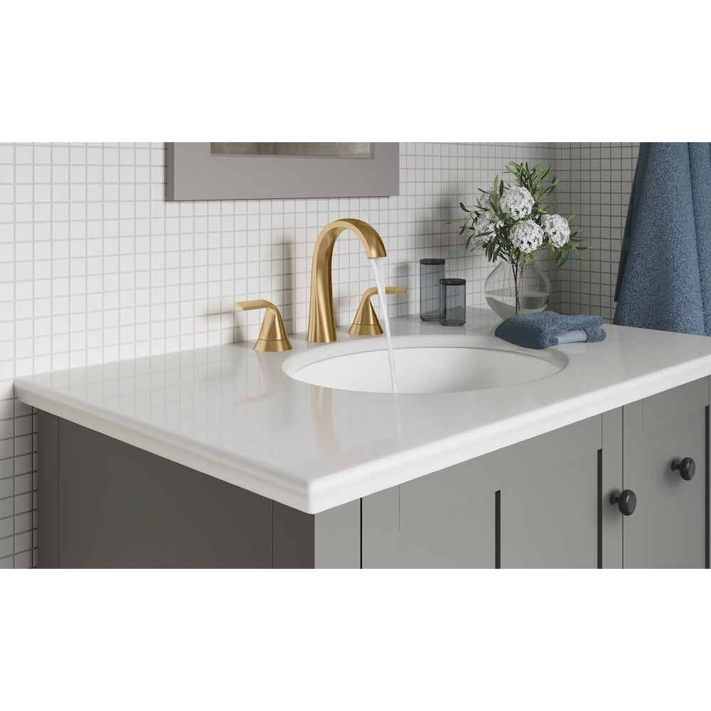 Cursiva Widespread 2-Handle Bathroom Sink Faucet in Gold